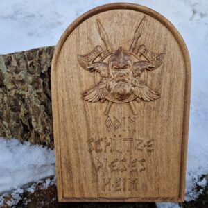 Odin schütze dieses Heim – Wandbild aus Holz mit nordischer Symbolik – Produktansicht