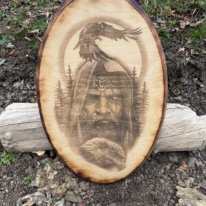 Odin Wandbild aus Birkensperrholz – nordische Mythologie als Lasergravur – Produktansicht